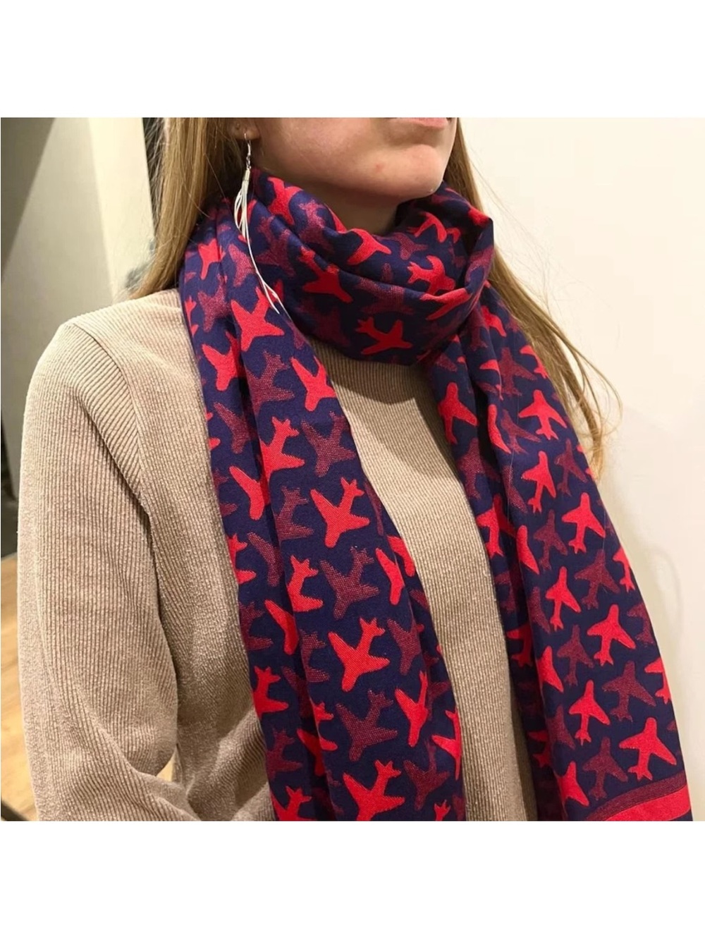 Winter Scarf With Airplane Scarf, Unisex, Scarf With Plane